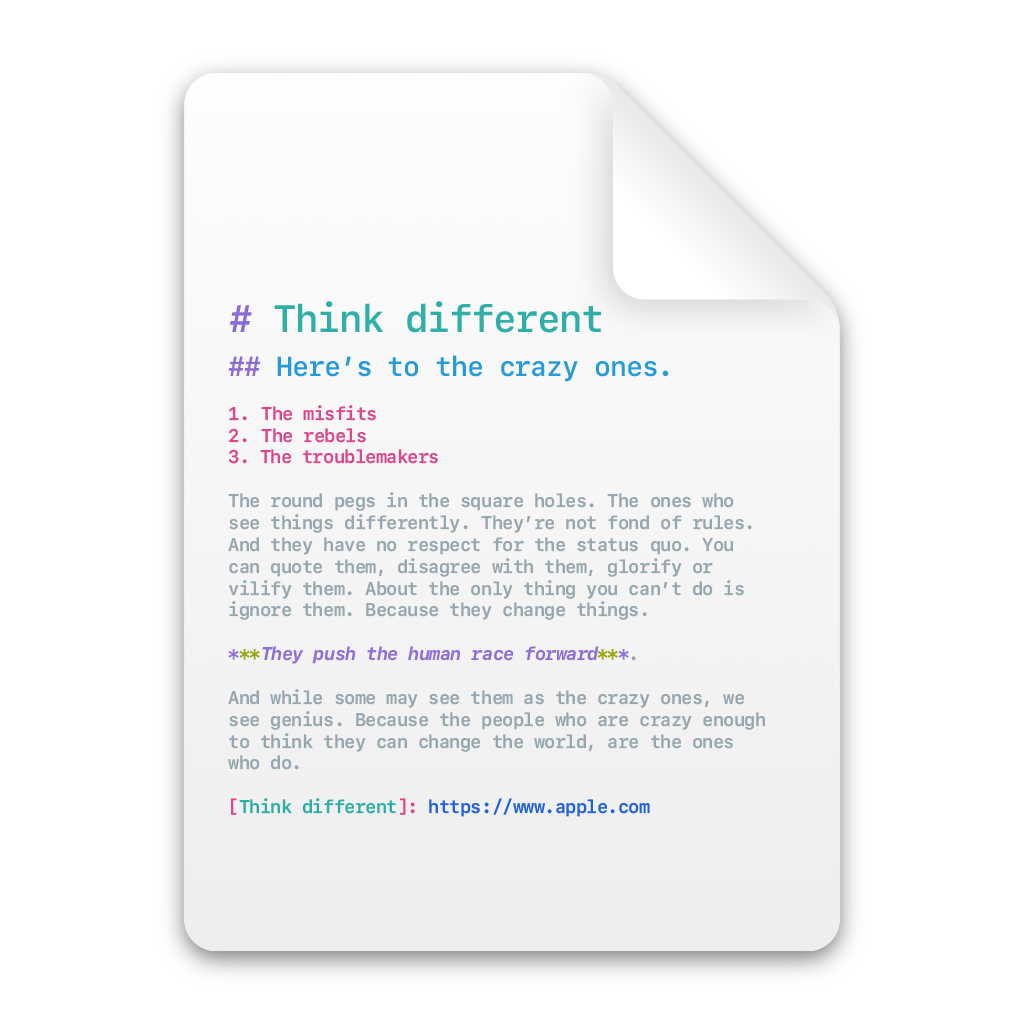 Think Different Markdown Icon macOS 26